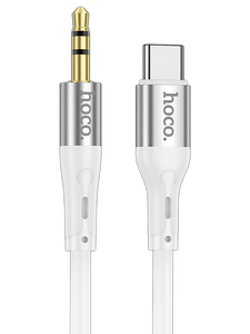 Кабель Hoco UPA22 джек USB Type-C - джек 3.5 , 1 метр , силикон , белый  