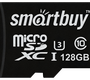 Карта памяти MicroSD 128 Гб SmartBuy Класс 10 U3 + адаптер SD , SB128GBSDU3-01