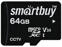 Карта памяти MicroSD 64 Гб SmartBuy CCTV Класс 10 U3 ( чтение до 95 МБ/с / запись до 50 МБ/с )