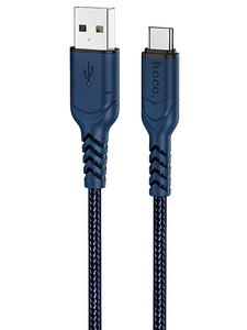 Кабель Hoco X59 Victory джек USB - джек USB Type-C , 3 А , 1 метр , нейлон , синий