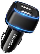 Автомобильное зарядное USB устройство ( 2 USB выхода ) Borofone BZ14 Max , 2.4 A , чёрное