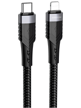 Кабель Borofone BU35 Influence джек USB Type-C - джек Lightning , 20 Вт, 1.2 метра, оплётка, чёрный