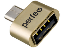 Переходник Perfeo PF_B4999 OTG гнездо USB - джек micro USB , золотистый