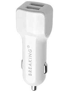 Автомобильное зарядное USB устройство ( 2 USB выхода ) Breaking A10 , 2.4 A , бело-серое