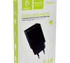 Сетевое зарядное USB устройство ( 2 USB выхода ) Denmen DC02 , 5 В , 2.1 А , чёрное