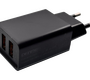 Сетевое зарядное USB устройство ( 2 USB выхода ) Denmen DC02 , 5 В , 2.1 А , чёрное
