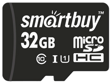 Карта памяти MicroSD 32 Гб SmartBuy UHS-I Класс 10 + адаптер SD , SB32GBSDCL10-01