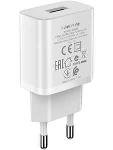 Сетевое зарядное USB устройство ( 1 USB выход ) Borofone BA52A Gamble EU , 5 В , 2.1 А , белое