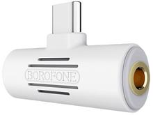 Переходник Borofone BV8 джек USB Type-C - гнездо 3.5 + гнездо USB Type-C , белый , для наушников