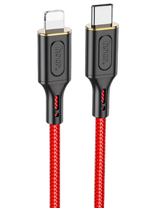 Кабель Hoco X95 Goldentop джек USB Type-C - джек Lightning , 20 Вт , 1 метр , оплётка , красный