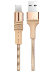 Кабель Borofone BX21 Outstanding джек USB - джек USB Type-C , 3 А , 1 метр , нейлон , золотой