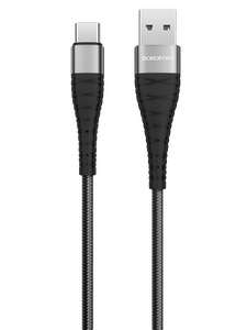Кабель Borofone BX32 Munificent джек USB - джек USB Type-C , 3 А , 1 метр , нейлон , чёрный 