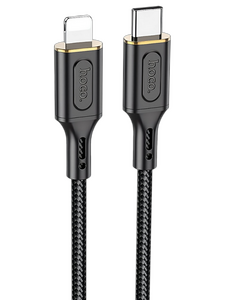 Кабель Hoco X95 Goldentop джек USB Type-C - джек Lightning , 20 Вт , 1 метр , оплётка , чёрный