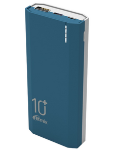 Внешний аккумулятор Ritmix RPB-10002 сине-серый (3.7В) 10000 мАч ; для моб телефонов (5В) ≈ 6000 мАч
