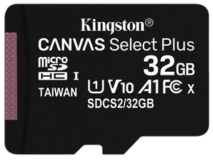 Карта памяти MicroSD 32 Гб Kingston Canvas Select Plus Класс 10 + адаптер SD , SDCS2/32GB