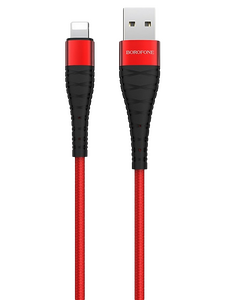 Кабель Borofone BX32 Munificent джек USB - джек Lightning , 2.4 А , 1 метр , нейлон , красный