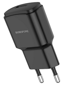Сетевое зарядное USB устройство ( 1 USB выход ) Borofone BA48A Orion , 5 В , 2.1 А , чёрное