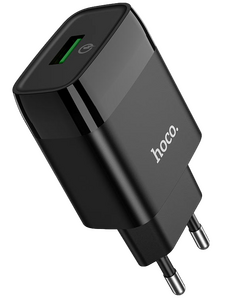 Сетевое зарядное USB устройство ( 1 USB выход ) Hoco C72Q , 18 Вт , 3.6-12 В, 1.5-3 A, QC3.0, чёрное