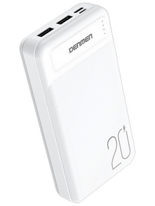 Внешний аккумулятор Denmen DP10 белый ( 3.7 В ) 20000 мАч ; для моб телефонов ( 5 В ) ≈ 12000 мАч