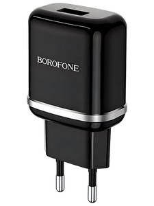 Сетевое зарядное USB устройство ( 1 USB выход ) Borofone BA36A, 18 Вт, 3.6-12В, 1.5-3A, QC3.0, чёрн