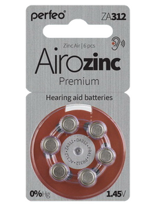 Батарейка для слуховых аппаратов ZA312 Perfeo ( AC312, DA312, PR41, PR312 ) BL6 , PF ZA312/6BL