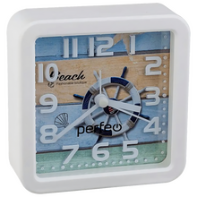 Часы-будильник Perfeo PF-TC-014, PF_C3151, белые , штурвал, 10.5*10.5*4 см (R6 в комплект не входит)