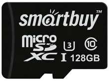 Карта памяти MicroSD 128 Гб SmartBuy Класс 10 U3 + адаптер SD , SB128GBSDU3-01
