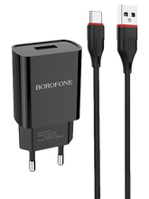 Сетевое зарядное USB устройство (1 USB выход) Borofone BA20A, 5 В, 2.1 А + Кабель micro USB , чёрные