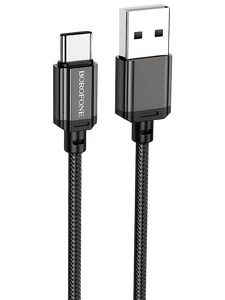 Кабель Borofone BX87 Sharp джек USB - джек USB Type-C , 3 А , 1 метр , оплётка , чёрный