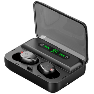 Гарнитура беспроводная вакуумная ( с кнопкой ответа ) F9 TWS Bluetooth V5.1 , Power Bank , чёрная