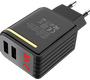 Сетевое зарядное USB устройство ( 2 USB выхода ) Hoco C39A Enchanting , 5 В , 2.4 А, дисплей, чёрное