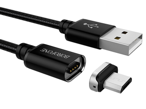 Кабель Borofone BU1 MagJet джек USB - джек micro USB , 3 А , 1.2 метра , магнитный micro USB, чёрный