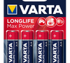 Батарейка пальчиковая алкалиновая LR6 Varta Longlife Max Power BL4 , 04706101404