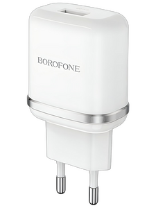 Сетевое зарядное USB устройство ( 1 USB выход ) Borofone BA36A, 18 Вт, 3.6-12В, 1.5-3A, QC3.0, белое