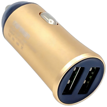 Автомобильное зарядное USB устройство ( 2 USB выхода ) Denmen DZ07 , 2.4 A , золотистое