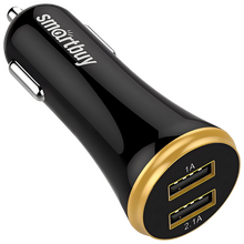 Автомобильное зарядное USB устройство ( 2 USB выхода ) SmartBuy SBP-2020 Turbo , 2.1 A + 1 A, чёрное
