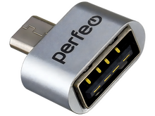 Переходник Perfeo PF_C3004 OTG гнездо USB - джек micro USB , серебристый