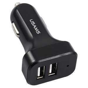 Автомобильное зарядное USB устройство ( 2 USB выхода ) Usams US-CC087 C13 , 2.1 A , чёрное
