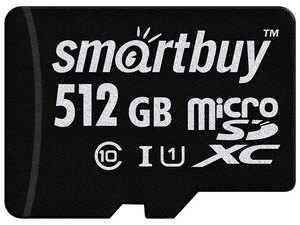 Карта памяти MicroSD 512 Гб SmartBuy UHS-I Класс 10 + адаптер SD , SB512GBSDCL10-01