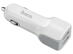 Автомобильное зарядное USB устройство ( 2 USB выхода ) Hoco Z23 , 2.4 A , белое