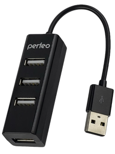 USB HUB Perfeo PF_A4525 , 4 порта , чёрный 