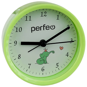 Часы-будильник Perfeo PF-TC-011, PF_C3141, круглые , зелёные, 9.5*3.9 см (R6 в комплект не входит) 