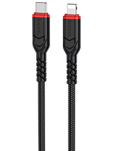 Кабель Hoco X59 Victory джек USB Type-C - джек Lightning , 20 Вт , 2 метра , нейлон , чёрный 