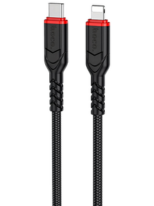 Кабель Hoco X59 Victory джек USB Type-C - джек Lightning , 20 Вт , 2 метра , нейлон , чёрный 