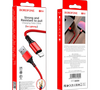 Кабель Borofone BX54 Ultra Bright джек USB - джек Lightning , 2.4 А , 1 метр , оплётка , красный