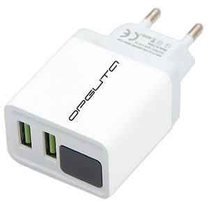 Сетевое зарядное USB устройство ( 2 USB выхода ) Орбита OT-APU32 , 5 В , 3.1 А , дисплей , белое