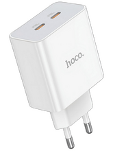 Сетевое зарядное USB устройство ( 2 Type-C выхода ) Hoco C108A Leader , 35 Вт , QC3.0 , белое