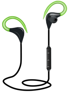Гарнитура беспроводная спортивная вакуумная ( с кнопкой ответа ) BT-1 Bluetooth V4.2 , чёрно-зелёная