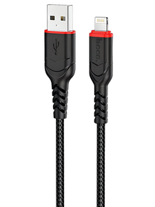 Кабель Hoco X59 Victory джек USB - джек Lightning , 2.4 А , 2 метра , нейлон , чёрный