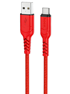 Кабель Hoco X59 Victory джек USB - джек USB Type-C , 3 А , 2 метра , нейлон , красный